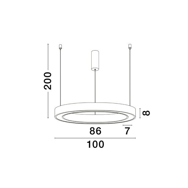 Brass Gold Aluminium & Acrylic LED 80 Watt 230 Volt 4373Lm 2700K - 4000K IP20 Included Remote Control D1: 100 D2: 86 H: 200 cm 9345646
