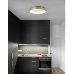 Brushed Gold Aluminium & Acrylic LED 50 Watt 230 Volt 3250Lm 3000 IP20 D: 60 H: 9 cm 9353854