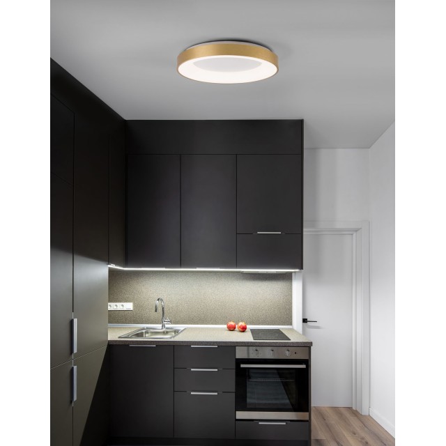 Brushed Gold Aluminium & Acrylic LED 50 Watt 230 Volt 3250Lm 3000 IP20 D: 60 H: 9 cm 9353854