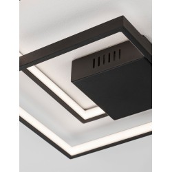 Sandy Black Steel Aluminium & Acrylic LED 30 Watt 230 Volt 2030Lm 3000 IP20 L: 42.5 W: 42.5 H: 6 cm 9364035