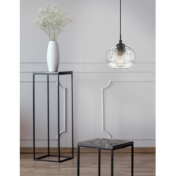 Clear Glass Brown Metal Base Brown Fabric Wire LED E14 1x40W IP20 Bulb Excluded D: 18 H:120 cm 938226