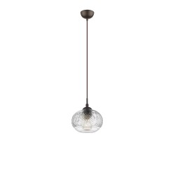 Clear Glass Brown Metal Base Brown Fabric Wire LED E14 1x40W IP20 Bulb Excluded D: 18 H:120 cm 938226