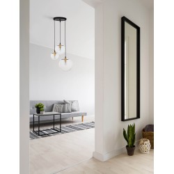 Clear Glass & Gold Metal Black PVC Wire LED LED E27 3x12 Watt 230 Volt IP20 Bulb Excluded D: 42.5 H1: 59 H2: 170 cm 9416933