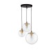 Clear Glass & Gold Metal Black PVC Wire LED LED E27 3x12 Watt 230 Volt IP20 Bulb Excluded D: 42.5 H1: 59 H2: 170 cm 9416933