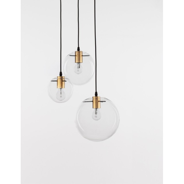 Clear Glass & Gold Metal Black PVC Wire LED LED E27 3x12 Watt 230 Volt IP20 Bulb Excluded D: 42.5 H1: 59 H2: 170 cm 9416933