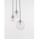 Clear Glass & Gold Metal Black PVC Wire LED LED E27 3x12 Watt 230 Volt IP20 Bulb Excluded D: 42.5 H1: 59 H2: 170 cm 9416933