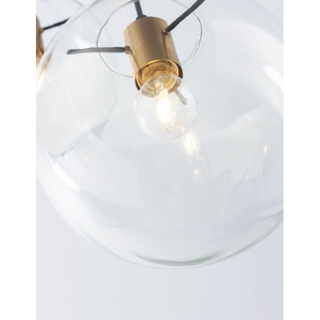 Clear Glass & Gold Metal Black PVC Wire LED LED E27 3x12 Watt 230 Volt IP20 Bulb Excluded D: 42.5 H1: 59 H2: 170 cm 9416933