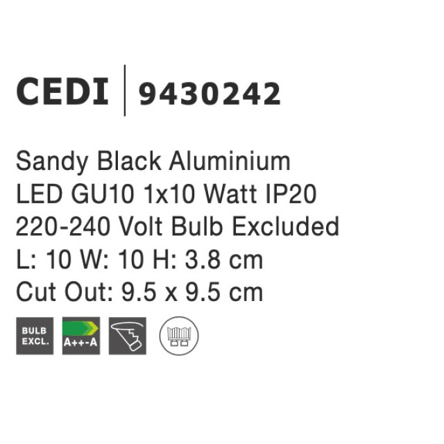 ΣΠΟΤ ΧΩΝΕΥΤΟ NOVA LUCE CEDI 9430242 ΣΠΟΤ ΧΩΝΕΥΤΟ NOVA LUCE CEDI 9430242