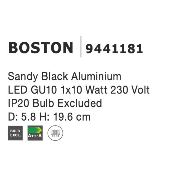 Downlight Οροφής GU10 Μαύρο Αλουμίνιο 9540317 Nova Luce