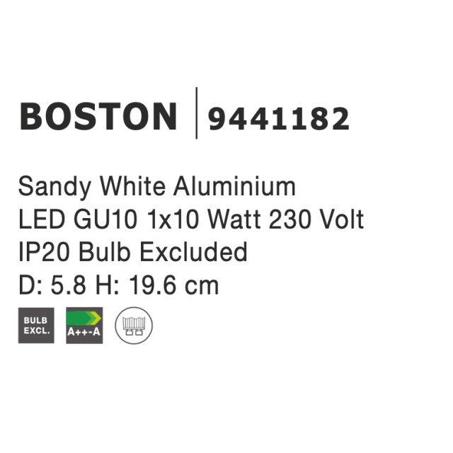 Σποτ Οροφής Κινητό GU10 Λευκό Boston 9441182