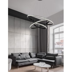 Dimmable Sandy Black Aluminium & Acrylic LED 62 Watt 230 Volt 3586Lm 3000 IP20 D1: 78 D2: 60 D3: 41.5 H: 120 cm 9481093
