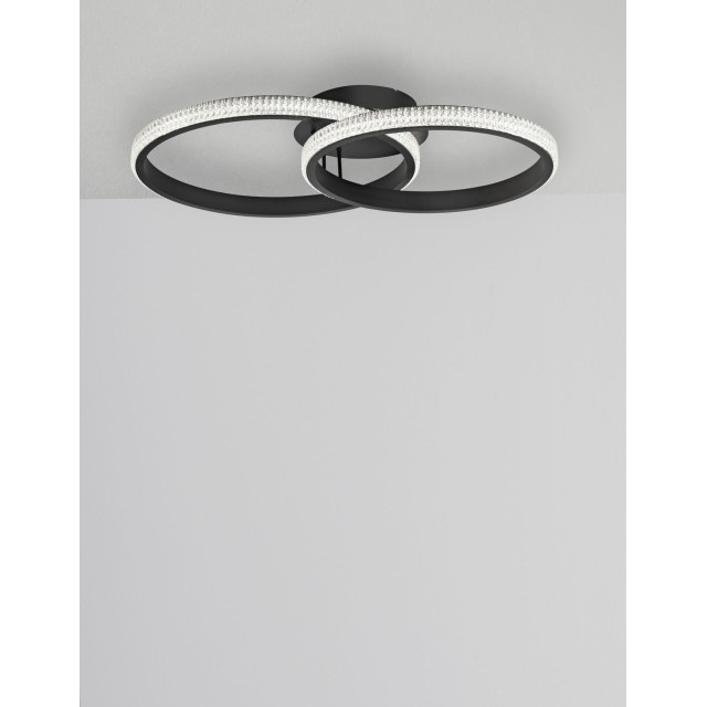 Sandy Black Aluminium & Acrylic LED 28 Watt 230 Volt 1681Lm 3000 IP20 L: 62.5 W: 41.5 H: 17 cm 9481094