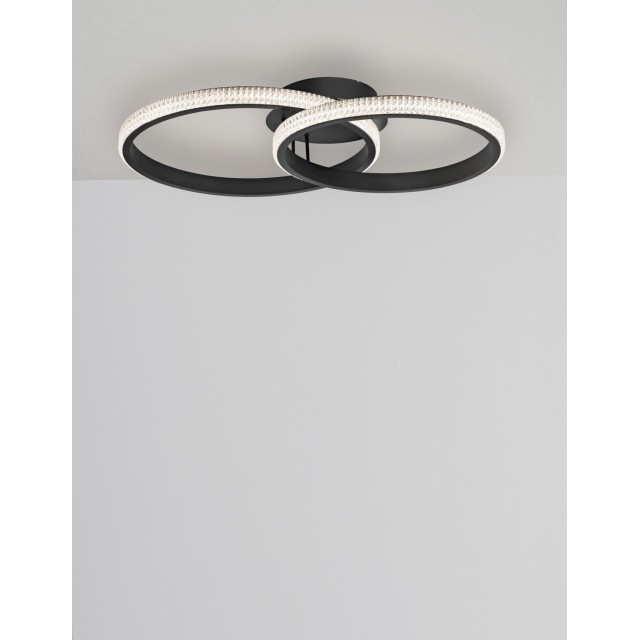 Sandy Black Aluminium & Acrylic LED 28 Watt 230 Volt 1681Lm 3000 IP20 L: 62.5 W: 41.5 H: 17 cm 9481094