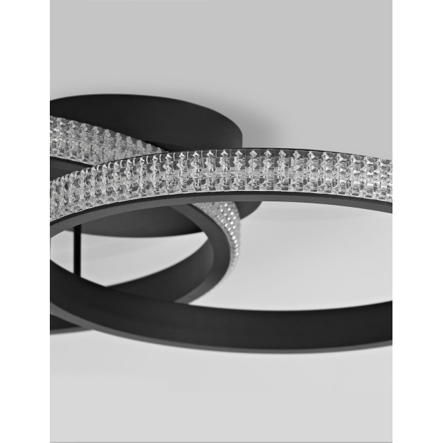 Sandy Black Aluminium & Acrylic LED 28 Watt 230 Volt 1681Lm 3000 IP20 L: 62.5 W: 41.5 H: 17 cm 9481094