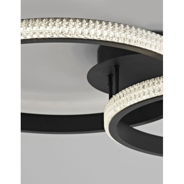 Sandy Black Aluminium & Acrylic LED 28 Watt 230 Volt 1681Lm 3000 IP20 L: 62.5 W: 41.5 H: 17 cm 9481094