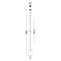 Sandy White Aluminium 12 Watt 48 Volt 300mA 516 Lm D: 6 H: 250 3000K IP20 Driver Included