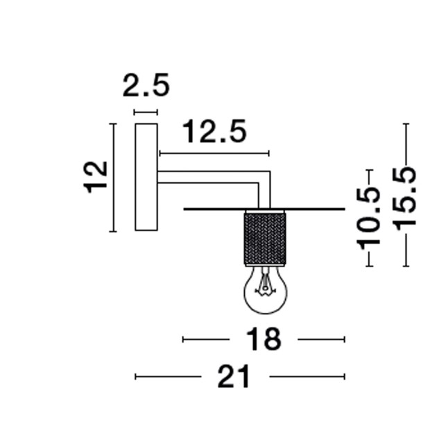 Black Metal LED E27 1x12 Watt 230 Volt IP20 Bulb Excluded D: 12 W: 21 H: 15.5 cm