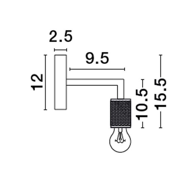 Black Metal LED E27 1x12 Watt 230 Volt IP20 Bulb Excluded D: 12 W: 12 H: 15.5 cm