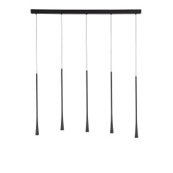 Black Aluminium & Steel Black Fabric Wire LED 5x7 Watt 230 Volt 1065Lm 3000 IP20 L: 110 W: 4.5 H1: 60 H2: 160 cm