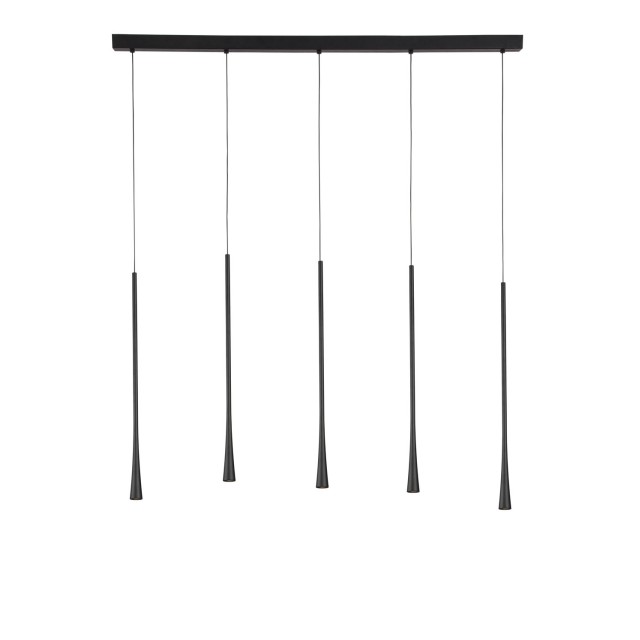 Black Aluminium & Steel Black Fabric Wire LED 5x7 Watt 230 Volt 1065Lm 3000 IP20 L: 110 W: 4.5 H1: 60 H2: 160 cm