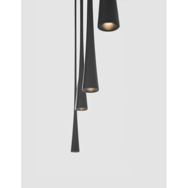 Black Aluminium & Steel Black Fabric Wire LED 5x7 Watt 230 Volt 1065Lm 3000 IP20 L: 110 W: 4.5 H1: 60 H2: 160 cm