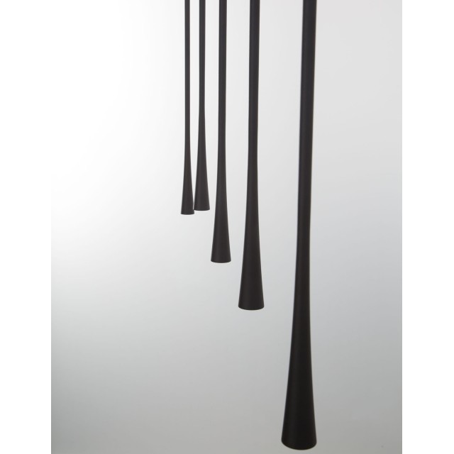 Black Aluminium & Steel Black Fabric Wire LED 5x7 Watt 230 Volt 1065Lm 3000 IP20 L: 110 W: 4.5 H1: 60 H2: 160 cm