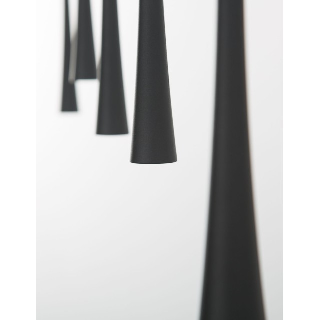 Black Aluminium & Steel Black Fabric Wire LED 5x7 Watt 230 Volt 1065Lm 3000 IP20 L: 110 W: 4.5 H1: 60 H2: 160 cm