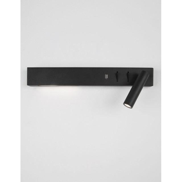 Sandy Black Metal AdjusTable - Switch On/Off USB Charger LED Cree 230 Volt 3000 Backlight 5 Watt 350Lm Reader 1x3 Watt 210Lm IP20 L: 35 W: 10 H: 8 cm 9533521