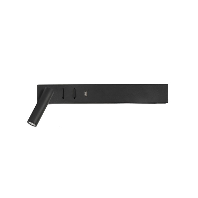 Sandy Black Metal AdjusTable - Switch On/Off USB Charger LED Cree 230 Volt 3000 Backlight 5 Watt 350Lm Reader 1x3 Watt 210Lm IP20 L: 35 W: 10 H: 8 cm 9533522
