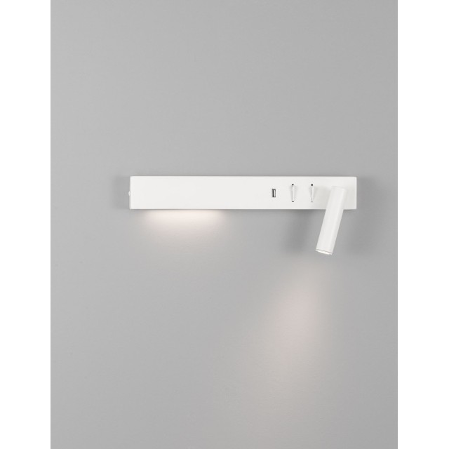 Sandy White Metal AdjusTable - Switch On/Off USB Charger LED Cree 230 Volt 3000 Backlight 5 Watt 350Lm Reader 1x3 Watt 210Lm IP20 L: 35 W: 10 H: 8 cm 9533523 