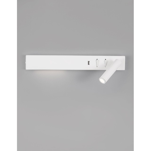 Sandy White Metal AdjusTable - Switch On/Off USB Charger LED Cree 230 Volt 3000 Backlight 5 Watt 350Lm Reader 1x3 Watt 210Lm IP20 L: 35 W: 10 H: 8 cm 9533523 