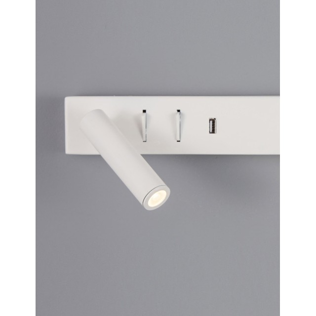 Sandy White Metal AdjusTable - Switch On/Off USB Charger LED Cree 230 Volt 3000 Backlight 5 Watt 350Lm Reader 1x3 Watt 210Lm IP20 L: 35 W: 10 H: 8 cm 9533524