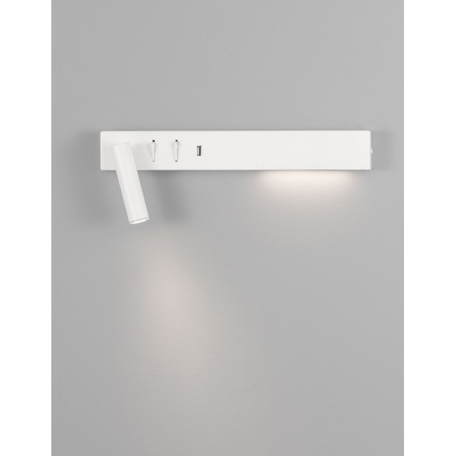 Sandy White Metal AdjusTable - Switch On/Off USB Charger LED Cree 230 Volt 3000 Backlight 5 Watt 350Lm Reader 1x3 Watt 210Lm IP20 L: 35 W: 10 H: 8 cm 9533524