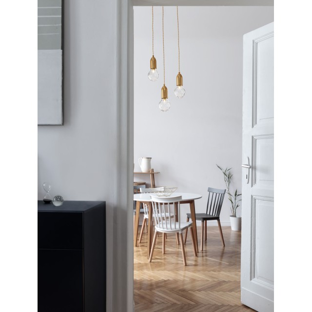 Brass Metal & Clear Glass LED G9 3x6 Watt 230 Volt IP20 Bulb Excluded D: 30 H: 150 cm 9536413