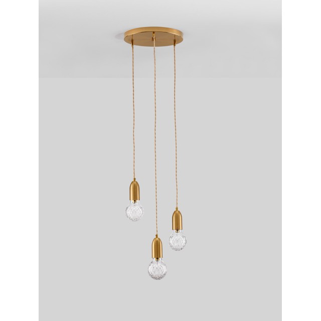 Brass Metal & Clear Glass LED G9 3x6 Watt 230 Volt IP20 Bulb Excluded D: 30 H: 150 cm 9536413