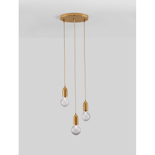 Brass Metal & Clear Glass LED G9 3x6 Watt 230 Volt IP20 Bulb Excluded D: 30 H: 150 cm 9536413