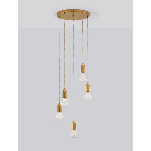 Brass Metal & Clear Glass LED G9 5x6 Watt 230 Volt IP20 Bulb Excluded D: 40 H: 150 cm 9536414