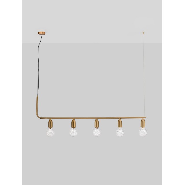 Brass Metal & Clear Glass LED G9 5x6 Watt 230 Volt IP20 Bulb Excluded L: 128 H: 120 cm 9536415