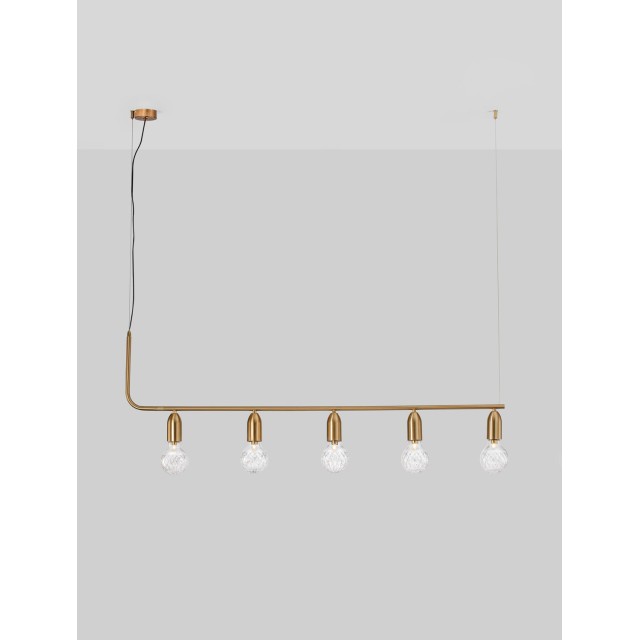 Brass Metal & Clear Glass LED G9 5x6 Watt 230 Volt IP20 Bulb Excluded L: 128 H: 120 cm 9536415