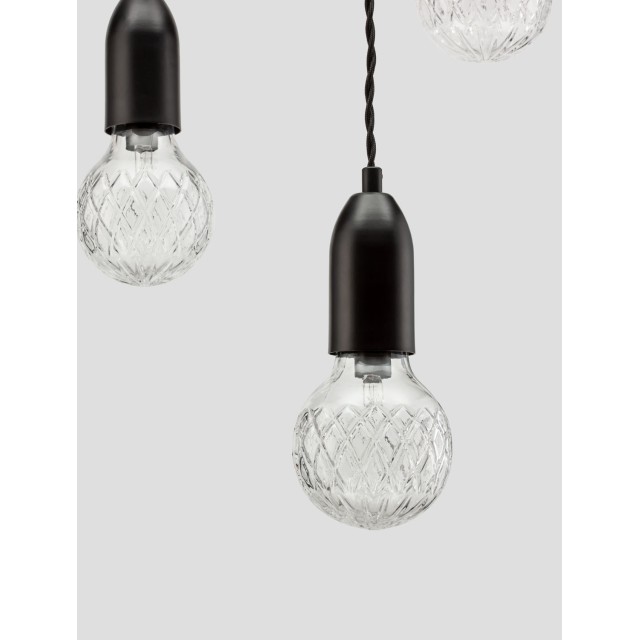 Black Metal & Clear Glass LED G9 3x6 Watt 230 Volt IP20 Bulb Excluded D: 30 H: 150 cm 9536418