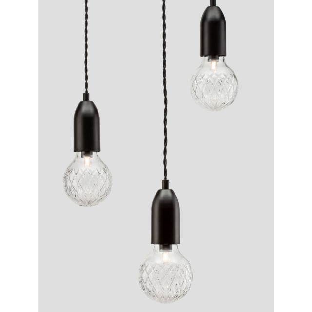 Black Metal & Clear Glass LED G9 3x6 Watt 230 Volt IP20 Bulb Excluded D: 30 H: 150 cm 9536418