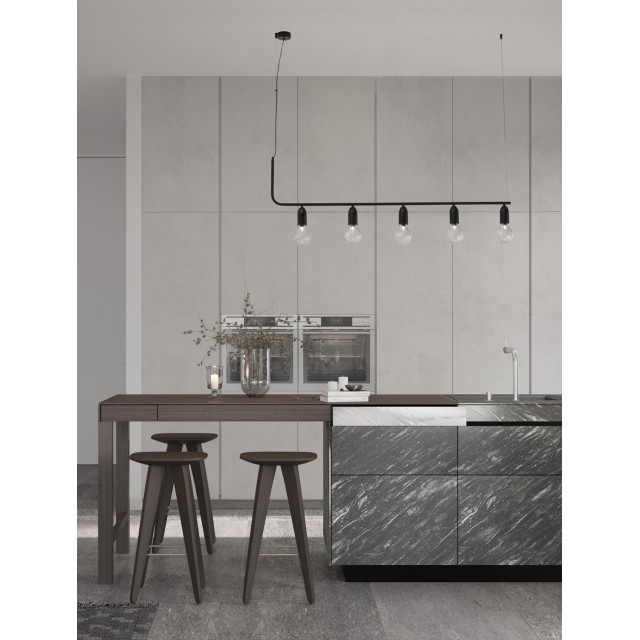 Black Metal & Clear Glass LED G9 5x6 Watt 230 Volt IP20 Bulb Excluded L: 128 H: 120 cm 9536419