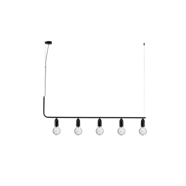 Black Metal & Clear Glass LED G9 5x6 Watt 230 Volt IP20 Bulb Excluded L: 128 H: 120 cm 9536419