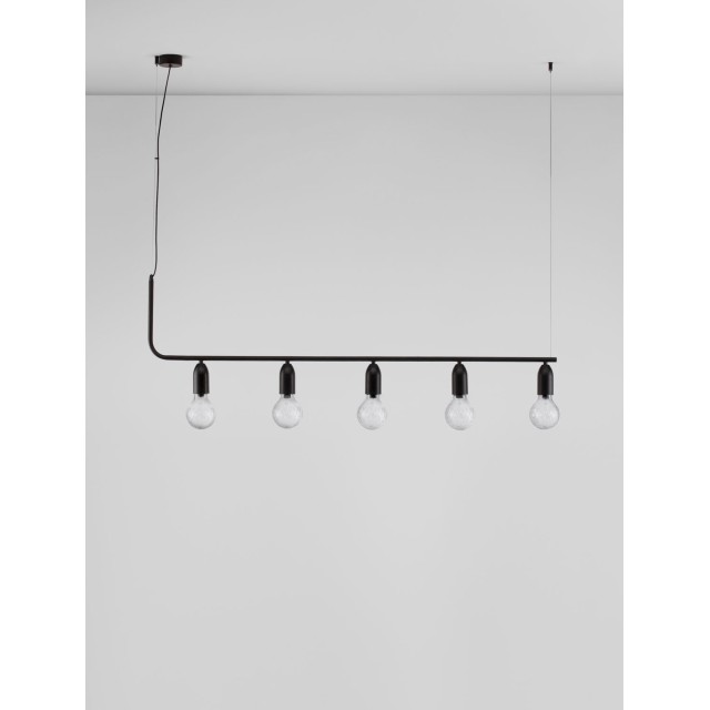 Black Metal & Clear Glass LED G9 5x6 Watt 230 Volt IP20 Bulb Excluded L: 128 H: 120 cm 9536419