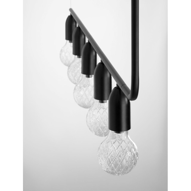 Black Metal & Clear Glass LED G9 5x6 Watt 230 Volt IP20 Bulb Excluded L: 128 H: 120 cm 9536419