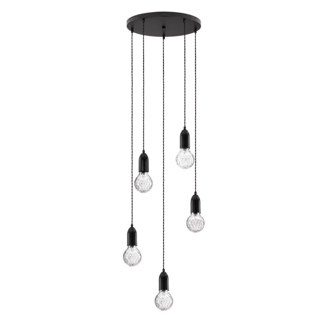 Black Metal & Clear Glass LED G9 5x6 Watt 230 Volt IP20 Bulb Excluded D: 40 H: 150 cm 9536420