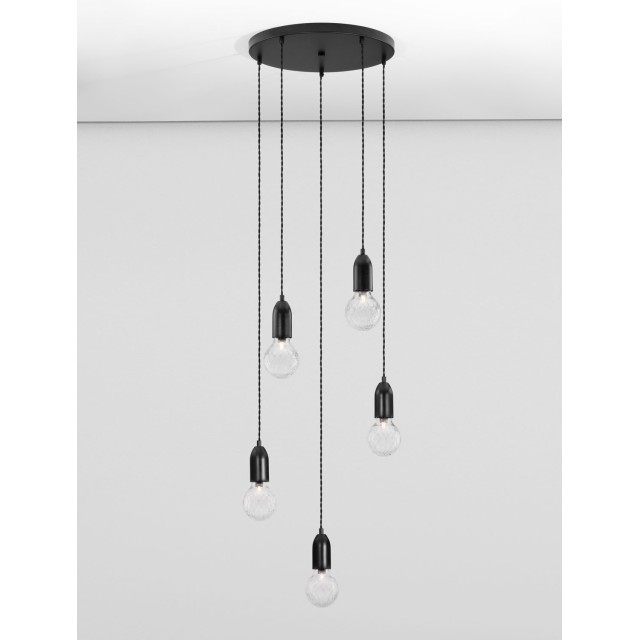 Black Metal & Clear Glass LED G9 5x6 Watt 230 Volt IP20 Bulb Excluded D: 40 H: 150 cm 9536420