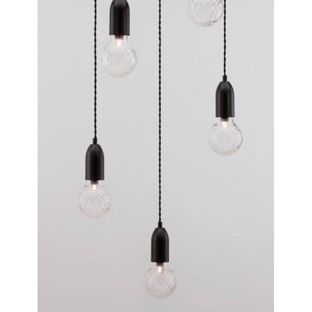 Black Metal & Clear Glass LED G9 5x6 Watt 230 Volt IP20 Bulb Excluded D: 40 H: 150 cm 9536420