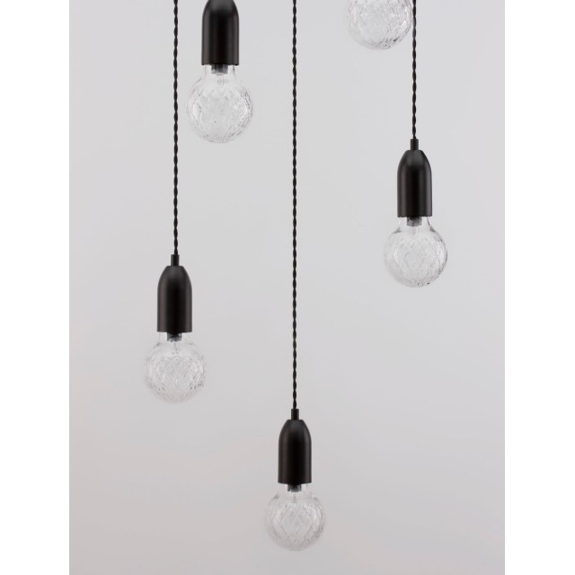 Black Metal & Clear Glass LED G9 5x6 Watt 230 Volt IP20 Bulb Excluded D: 40 H: 150 cm 9536420