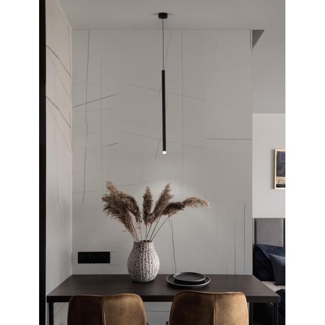 Black Aluminum LED 6 Watt 220-240 Volt 365Lm 3000K IP20 D: 8 H: 150 cm Adjustable Height